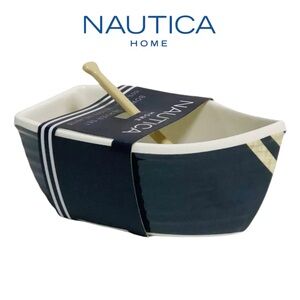 NWT Nautica Home Melamine Sailboat Boat Dip /Condiment Bowl & Oar Spreader